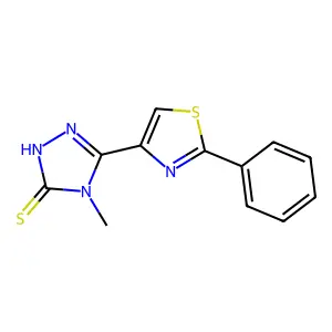 4-methyl-5-(2-phenyl-1,3-thiazol-4-yl)-4H-1,2,4-triazole-3-thiol structure