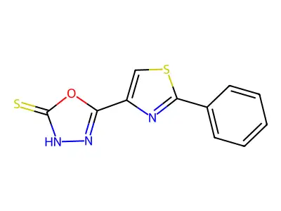 5-(2-Phenyl-1,3-thiazol-4-yl)-1,3,4-oxadiazol-2-ylhydrosulfide structure