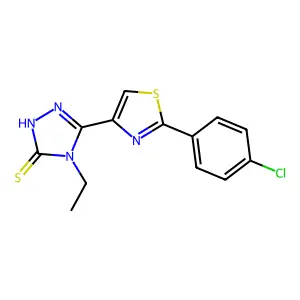 5-[2-(4-chlorophenyl)-1,3-thiazol-4-yl]-4-ethyl-4H-1,2,4-triazole-3-thiol structure
