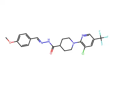 1-[3-chloro-5-(trifluoromethyl)pyridin-2-yl]-N-[(4-methoxyphenyl)methylideneamino]piperidine-4-carboxamide structure