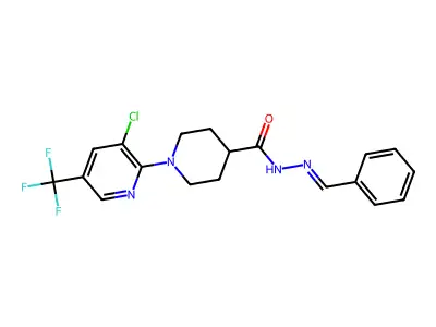 N-(benzylideneamino)-1-[3-chloro-5-(trifluoromethyl)pyridin-2-yl]piperidine-4-carboxamide structure
