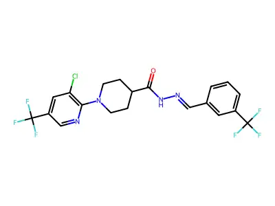1-[3-chloro-5-(trifluoromethyl)pyridin-2-yl]-N-[[3-(trifluoromethyl)phenyl]methylideneamino]piperidine-4-carboxamide structure
