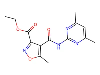 ethyl 4-[(4,6-dimethylpyrimidin-2-yl)carbamoyl]-5-methyl-1,2-oxazole-3-carboxylate structure