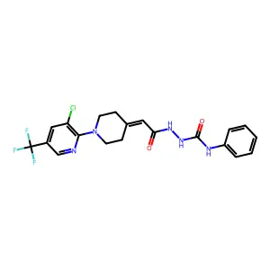 2-(2-{1-[3-chloro-5-(trifluoromethyl)-2-pyridinyl]-4-piperidinylidene}acetyl)-N-phenyl-1-hydrazinecarboxamide structure