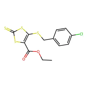 Ethyl 5-[(4-chlorobenzyl)sulfanyl]-2-thioxo-1,3-dithiole-4-carboxylate structure