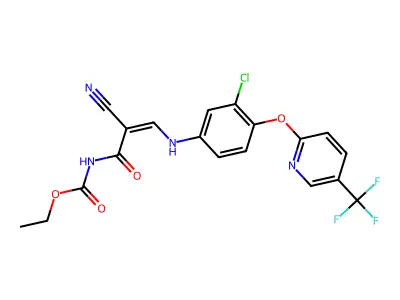 ethyl N-[3-(3-chloro-4-{[5-(trifluoromethyl)-2-pyridinyl]oxy}anilino)-2-cyanoacryloyl]carbamate structure