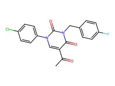 5-acetyl-1-(4-chlorophenyl)-3-(4-fluorobenzyl)-2,4(1H,3H)-pyrimidinedione structure