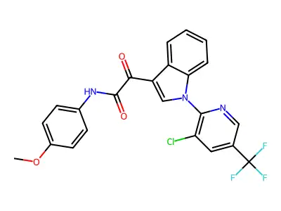 2-{1-[3-chloro-5-(trifluoromethyl)-2-pyridinyl]-1H-indol-3-yl}-N-(4-methoxyphenyl)-2-oxoacetamide structure