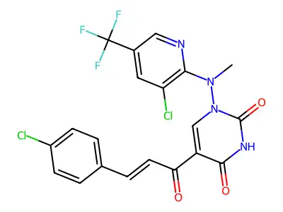 5-[3-(4-chlorophenyl)acryloyl]-1-[[3-chloro-5-(trifluoromethyl)-2-pyridinyl](methyl)amino]-2,4(1H,3H)-pyrimidinedione structure