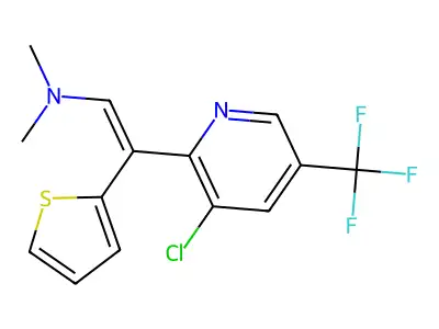 2-[3-chloro-5-(trifluoromethyl)-2-pyridinyl]-N,N-dimethyl-2-(2-thienyl)-1-ethylenamine structure