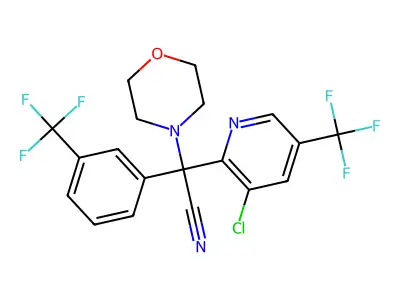 2-[3-chloro-5-(trifluoromethyl)-2-pyridinyl]-2-morpholino-2-[3-(trifluoromethyl)phenyl]acetonitrile structure