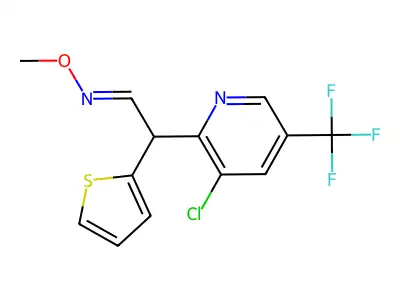 2-[3-chloro-5-(trifluoromethyl)-2-pyridinyl]-N-methoxy-2-thiophen-2-ylethanimine structure