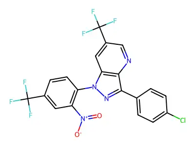 3-(4-chlorophenyl)-1-[2-nitro-4-(trifluoromethyl)phenyl]-6-(trifluoromethyl)-1H-pyrazolo[4,3-b]pyridine structure