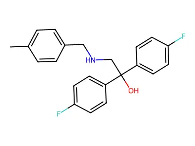 1,1-Bis(4-fluorophenyl)-2-[(4-methylbenzyl)amino]-1-ethanol structure