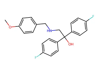 1,1-Bis(4-fluorophenyl)-2-[(4-methoxybenzyl)amino]-1-ethanol structure