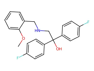 1,1-Bis(4-fluorophenyl)-2-[(2-methoxybenzyl)amino]-1-ethanol structure