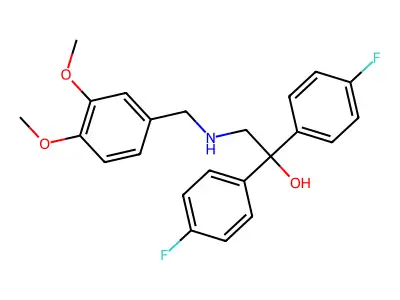 2-[(3,4-Dimethoxybenzyl)amino]-1,1-bis(4-fluorophenyl)-1-ethanol structure