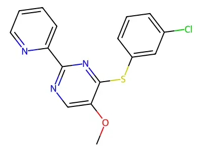 4-[(3-Chlorophenyl)sulfanyl]-2-(2-pyridinyl)-5-pyrimidinyl methyl ether structure