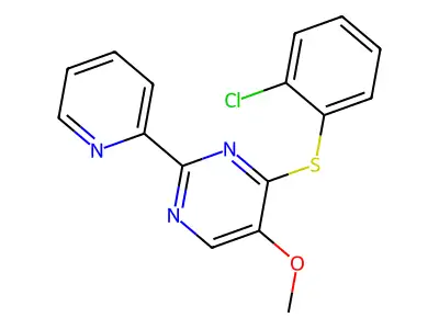 4-[(2-Chlorophenyl)sulfanyl]-2-(2-pyridinyl)-5-pyrimidinyl methyl ether structure