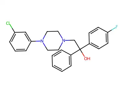2-[4-(3-Chlorophenyl)piperazino]-1-(4-fluorophenyl)-1-phenyl-1-ethanol structure