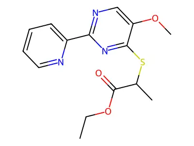 Ethyl 2-{[5-methoxy-2-(2-pyridinyl)-4-pyrimidinyl]sulfanyl}propanoate structure
