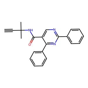 N-(2-methylbut-3-yn-2-yl)-2,4-diphenylpyrimidine-5-carboxamide structure