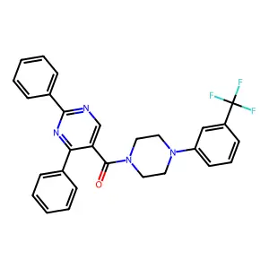 (2,4-Diphenyl-5-pyrimidinyl){4-[3-(trifluoromethyl)phenyl]piperazino}methanone structure