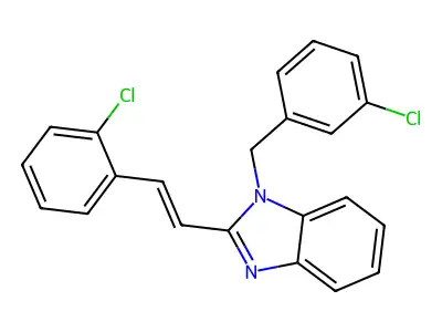 2-[2-(2-Chlorophenyl)ethenyl]-1-[(3-chlorophenyl)methyl]benzimidazole structure
