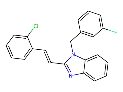 2-[2-(2-Chlorophenyl)ethenyl]-1-[(3-fluorophenyl)methyl]benzimidazole structure