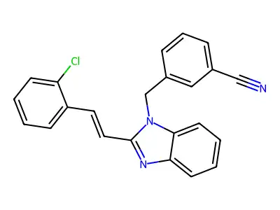 3-[[2-[2-(2-Chlorophenyl)ethenyl]benzimidazol-1-yl]methyl]benzonitrile structure