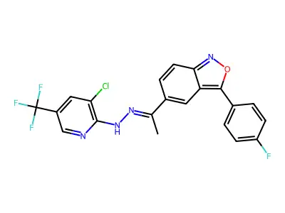 1-[3-(4-fluorophenyl)-2,1-benzisoxazol-5-yl]-1-ethanone N-[3-chloro-5-(trifluoromethyl)-2-pyridinyl]hydrazone structure