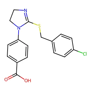 4-[2-[(4-chlorophenyl)methylsulfanyl]-4,5-dihydroimidazol-1-yl]benzoic Acid structure