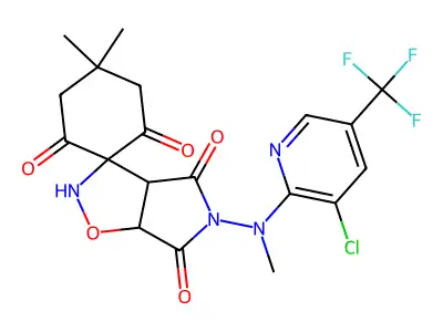 5-[[3-chloro-5-(trifluoromethyl)-2-pyridinyl](methylamino)]-3,3-spiro[2-(5,5-dimethyl cyclohexane-1,3-dionyl)]dihydro-2H-pyrolo[3,4-d]isoxazole-4,6-(3H,5H-dione structure