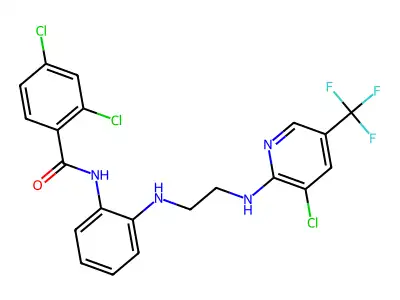 2,4-dichloro-N-[2-[2-[[3-chloro-5-(trifluoromethyl)pyridin-2-yl]amino]ethylamino]phenyl]benzamide structure