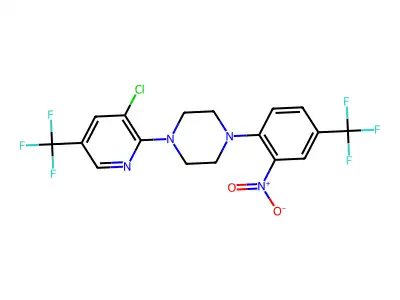 1-[3-chloro-5-(trifluoromethyl)pyridin-2-yl]-4-[2-nitro-4-(trifluoromethyl)phenyl]piperazine structure