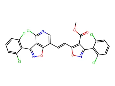 methyl 5-[2-[4-chloro-3-(2,6-dichlorophenyl)-[1,2]oxazolo[4,5-c]pyridin-7-yl]ethenyl]-3-(2,6-dichlorophenyl)-1,2-oxazole-4-carboxylate structure