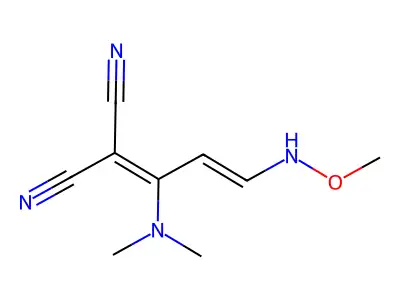 2-[1-(Dimethylamino)-3-(methoxyamino)prop-2-enylidene]propanedinitrile structure