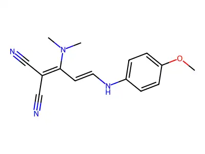 2-[1-(dimethylamino)-3-[(4-methoxyphenyl)amino]prop-2-en-1-ylidene]propanedinitrile structure