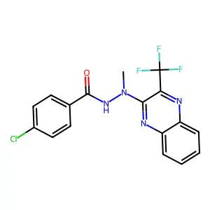 4-chloro-N'-methyl-N'-[3-(trifluoromethyl)-2-quinoxalinyl]benzenecarbohydrazide structure