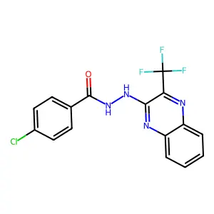 4-chloro-N'-[3-(trifluoromethyl)quinoxalin-2-yl]benzohydrazide structure