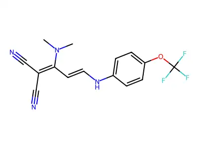 2-{1-(dimethylamino)-3-[4-(trifluoromethoxy)anilino]-2-propenylidene}malononitrile structure