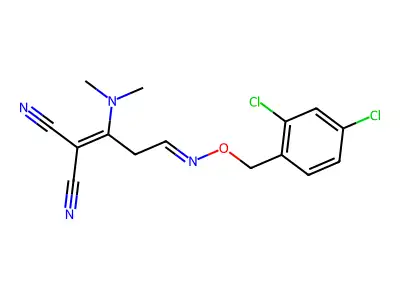 2-[3-{[(2,4-Dichlorobenzyl)oxy]imino}-1-(dimethylamino)propylidene]malononitrile structure
