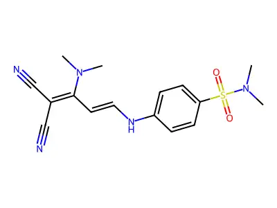 4-{[4,4-dicyano-3-(dimethylamino)-1,3-butadienyl]amino}-N,N-dimethylbenzenesulfonamide structure