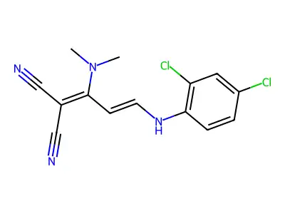 2-[3-(2,4-Dichloroanilino)-1-(dimethylamino)prop-2-enylidene]propanedinitrile structure