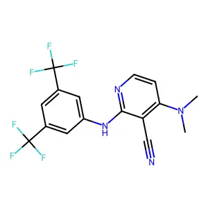 2-[3,5-Bis(trifluoromethyl)anilino]-4-(dimethylamino)nicotinonitrile structure
