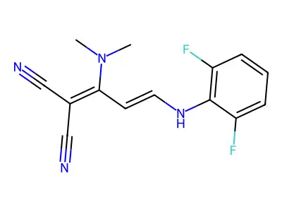 2-[3-(2,6-Difluoroanilino)-1-(dimethylamino)prop-2-enylidene]propanedinitrile structure