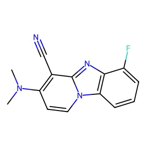 3-(Dimethylamino)-6-fluoropyrido[1,2-a][1,3]benzimidazole-4-carbonitrile structure