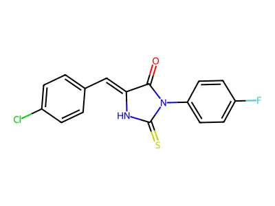 5-[(4-chlorophenyl)methylene]-3-(4-fluorophenyl)-2-thioxotetrahydro-4H-imidazol-4-one structure