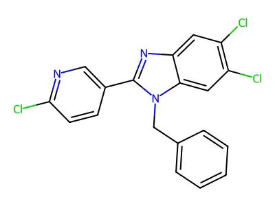 1-benzyl-5,6-dichloro-2-(6-chloro-3-pyridinyl)-1H-1,3-benzimidazole structure