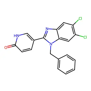 5-(1-benzyl-5,6-dichloro-1H-1,3-benzimidazol-2-yl)-2(1H)-pyridinone structure